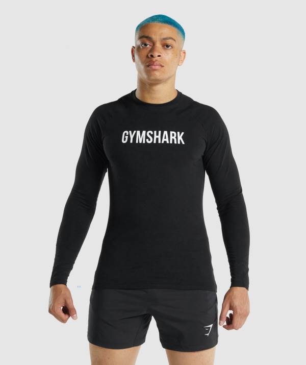 Panske Mikiny Gymshark Apollo Long Sleeve Čierne | IV7316254